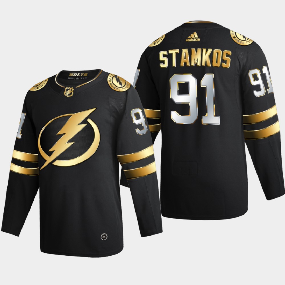 Tampa Bay Lightning #91 Steve Stamkos Men Adidas Black Golden Edition Limited Stitched NHL Jersey